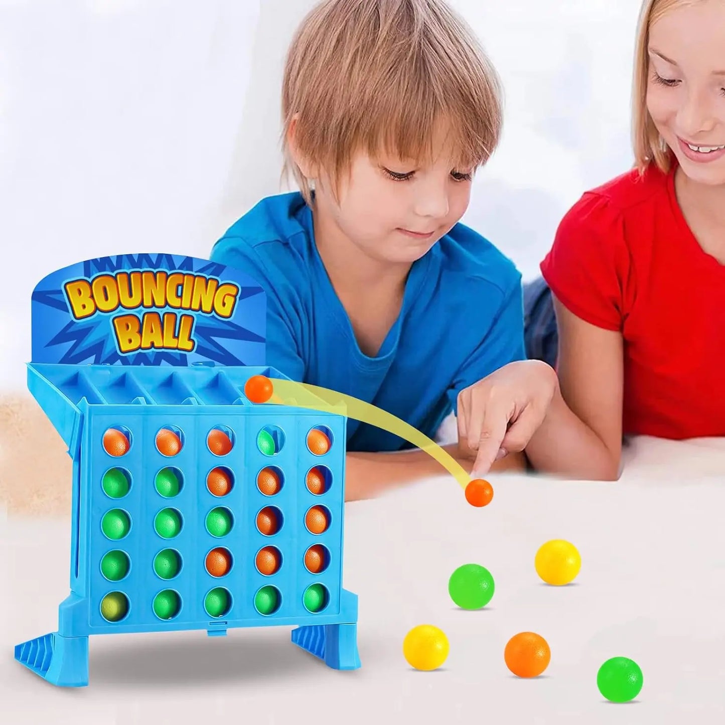 Suntomo Bounce Balls Shots Game, Connect Four Jumping Ball Game, 4 in a Row Ball Bounce Game, Bounce Ball Game Family Party Games, Funny Ball Tabletop Game Toys for Adults and Kids ( Small )