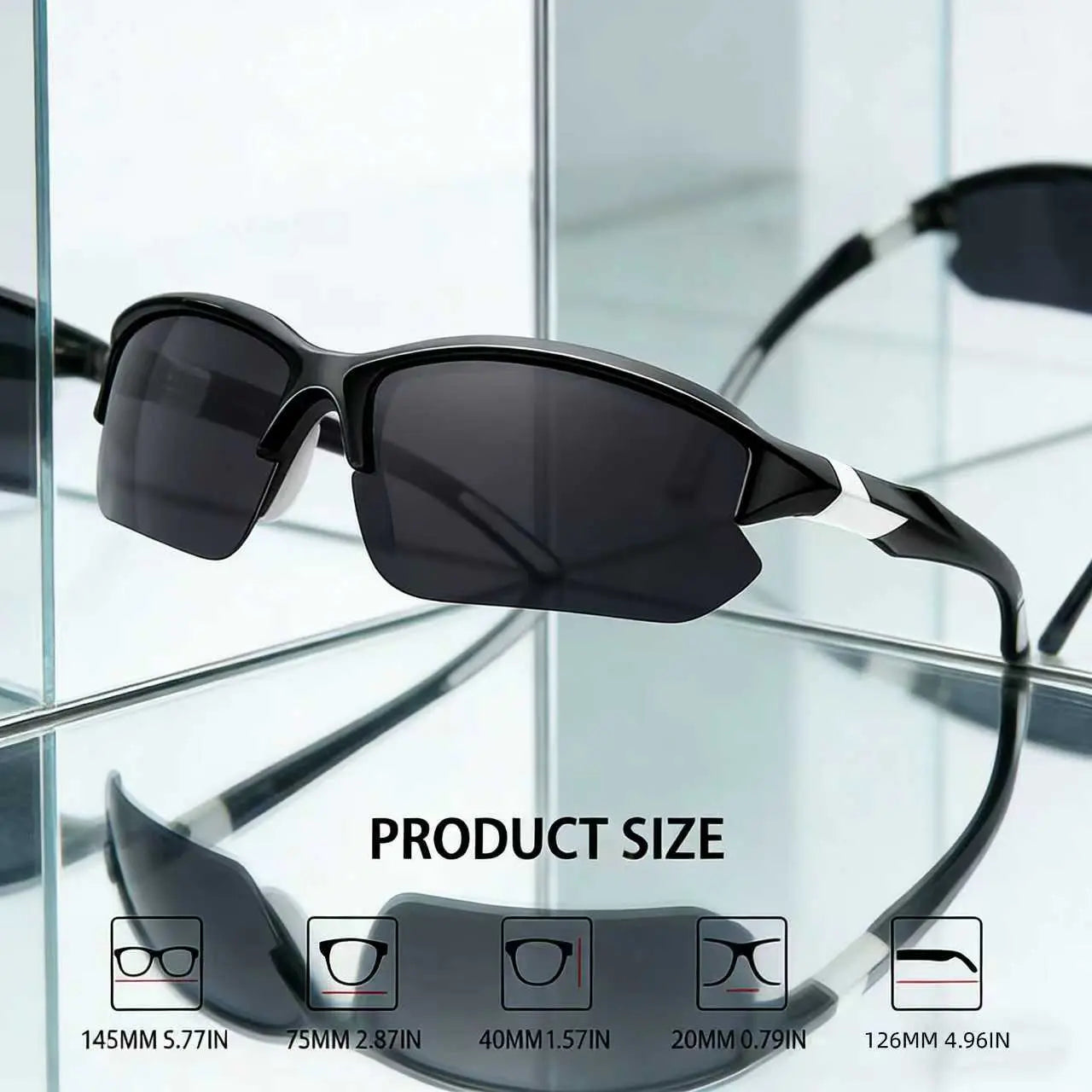 4 Pack Polarized Sports Sunglasses for Men Women, Rimless UV400 Protection Shades, Windproof Anti-Glare Lightweight Comfort Fit for Running Fishing Golf Driving Cycling & All Outdoor Activities