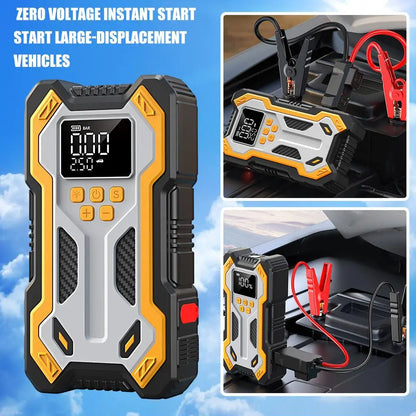 Car Battery Jump Starter with Air Compressor 150PSI Charger, Jump Starter Jump Box (All Gas 12L Diesel, Bikes, Balls, Etc.), Car Battery Jumper Starter Portable Jumper Cables, Lights