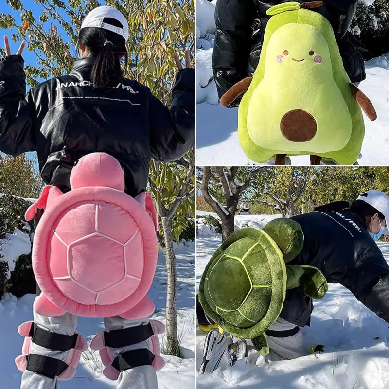 1 Hip Pad 2 Knee Pads Turtle Plush Protective Gear Set for Skiing and Skating to Prevent Falls Adult Children Ski Equipment Snowboard Protection Ski Snowboard Hip Protection Cute Cartoon Hip Knee Pad 1Pc Outdoor Sports Knee Albow Hip Protection