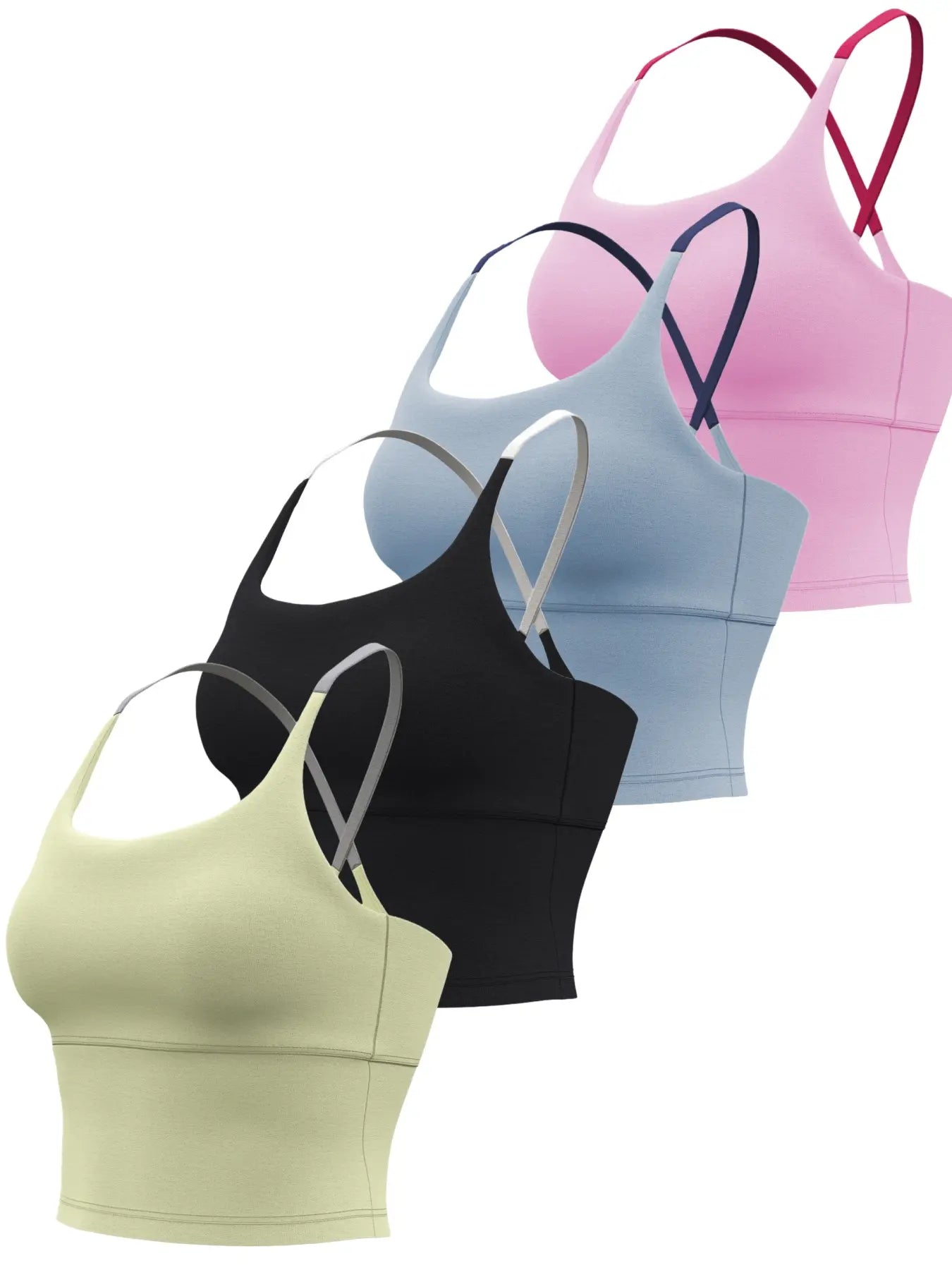 Women'S Slim-Fitting Sports Top with Fixed Padding, Elastic Yoga Tank, Gym Yoga Tops, Color Block Design, Ideal for Fitness and All Seasons