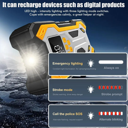 Car Battery Jump Starter with Air Compressor 150PSI Charger, Jump Starter Jump Box (All Gas 12L Diesel, Bikes, Balls, Etc.), Car Battery Jumper Starter Portable Jumper Cables, Lights