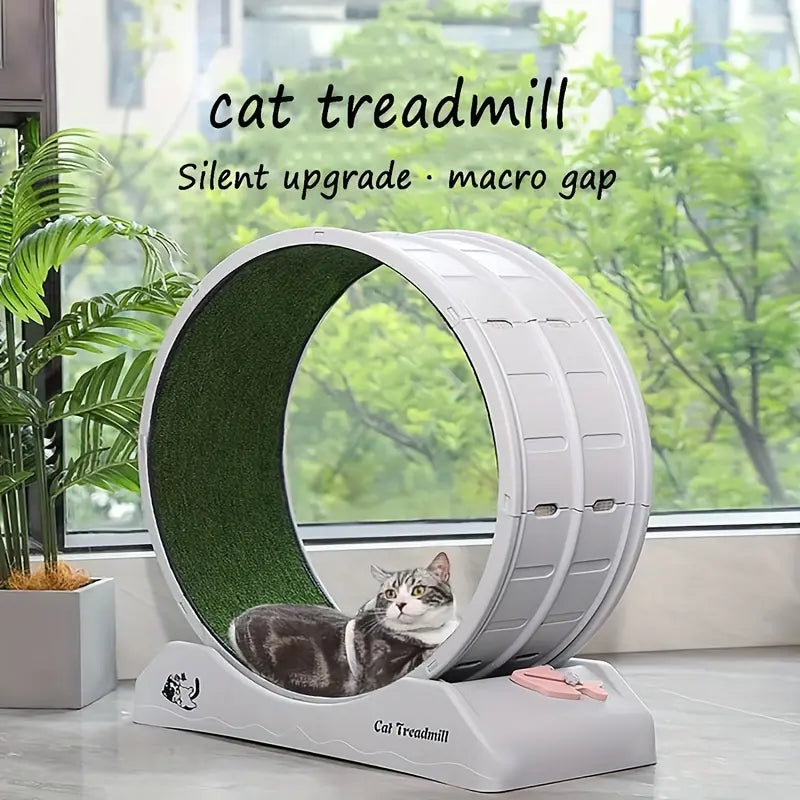 1Pc Whisker Wheels Fitness Pro - Carpeted Indoor Cat Running Wheel with Locking System, Treadmill Exerciser for Cats' Health, Fitness