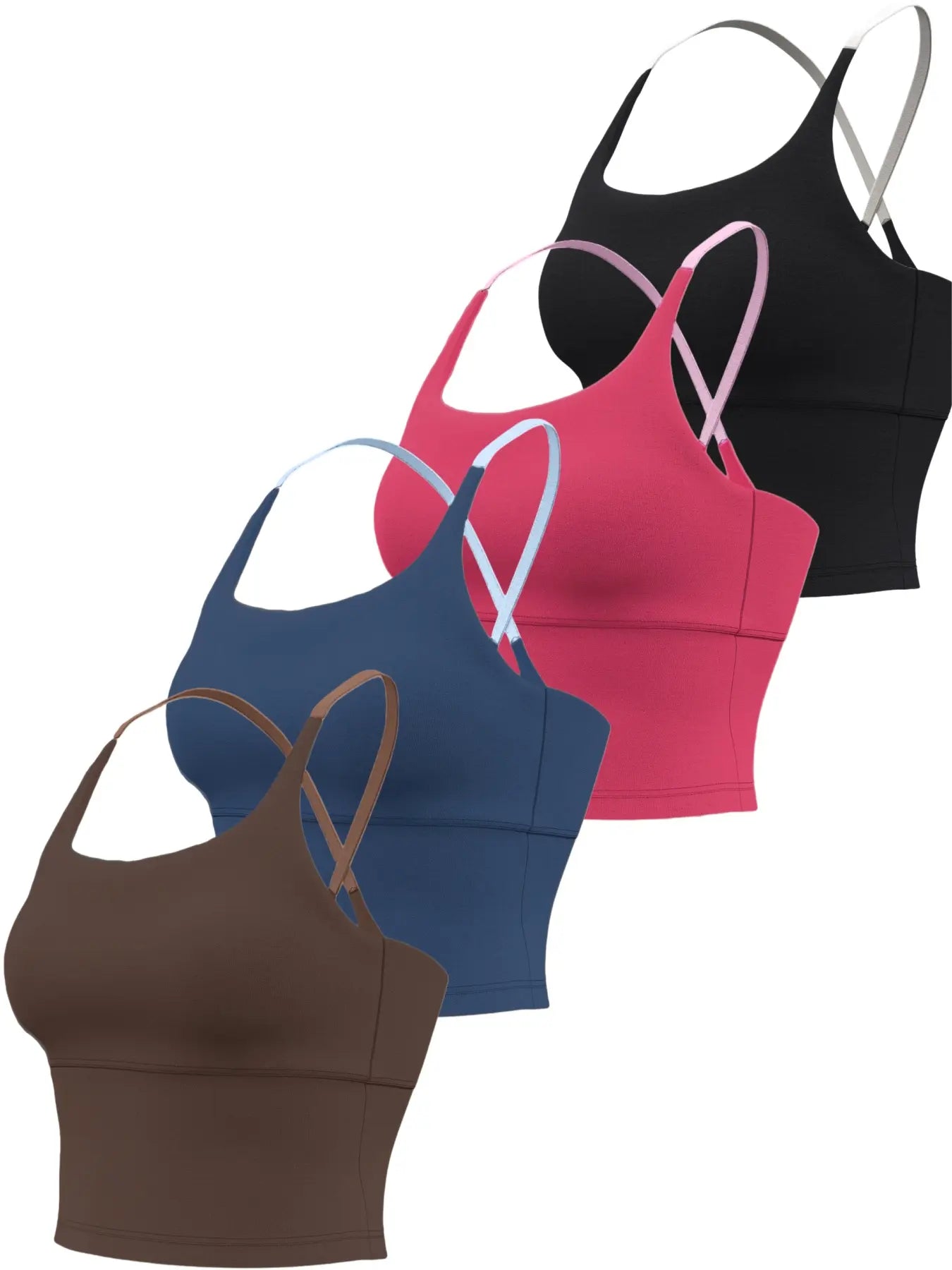 Women'S Slim-Fitting Sports Top with Fixed Padding, Elastic Yoga Tank, Gym Yoga Tops, Color Block Design, Ideal for Fitness and All Seasons