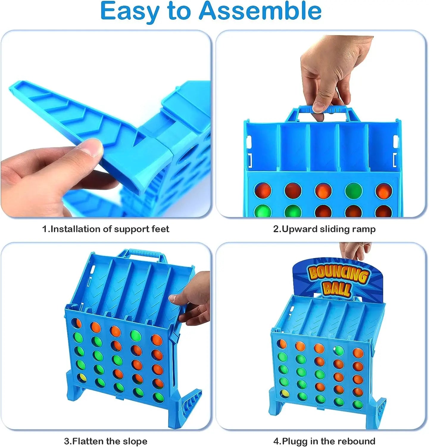 Suntomo Bounce Balls Shots Game, Connect Four Jumping Ball Game, 4 in a Row Ball Bounce Game, Bounce Ball Game Family Party Games, Funny Ball Tabletop Game Toys for Adults and Kids ( Small )