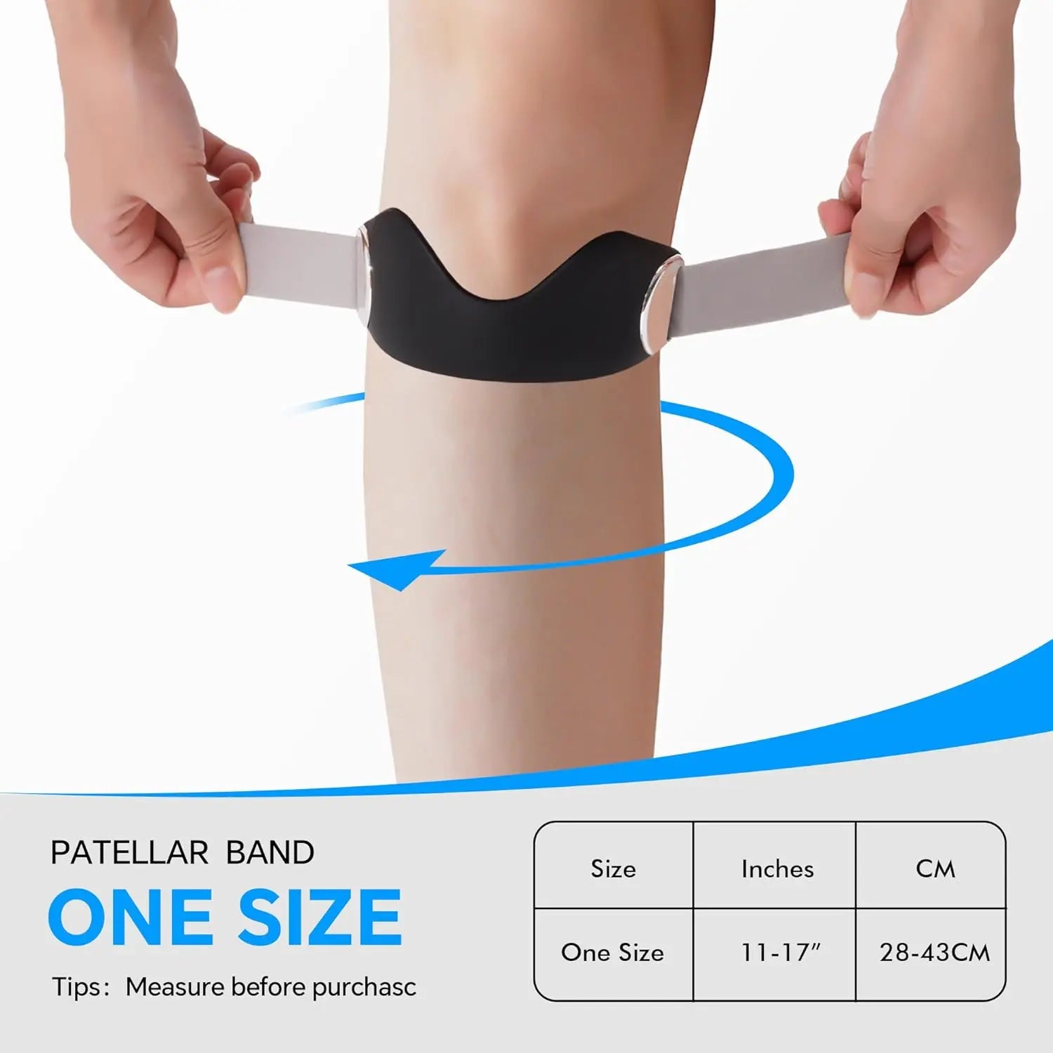 Silicone Patellar Tendon Support Strap Adjustable Knee Brace for Men Women Fast Pain Relief Ideal for Running Hiking Basketball Gym Squats Tennis Badminton Cycling Relieves Meniscus Tear Tendinitis Jumper'S Knee