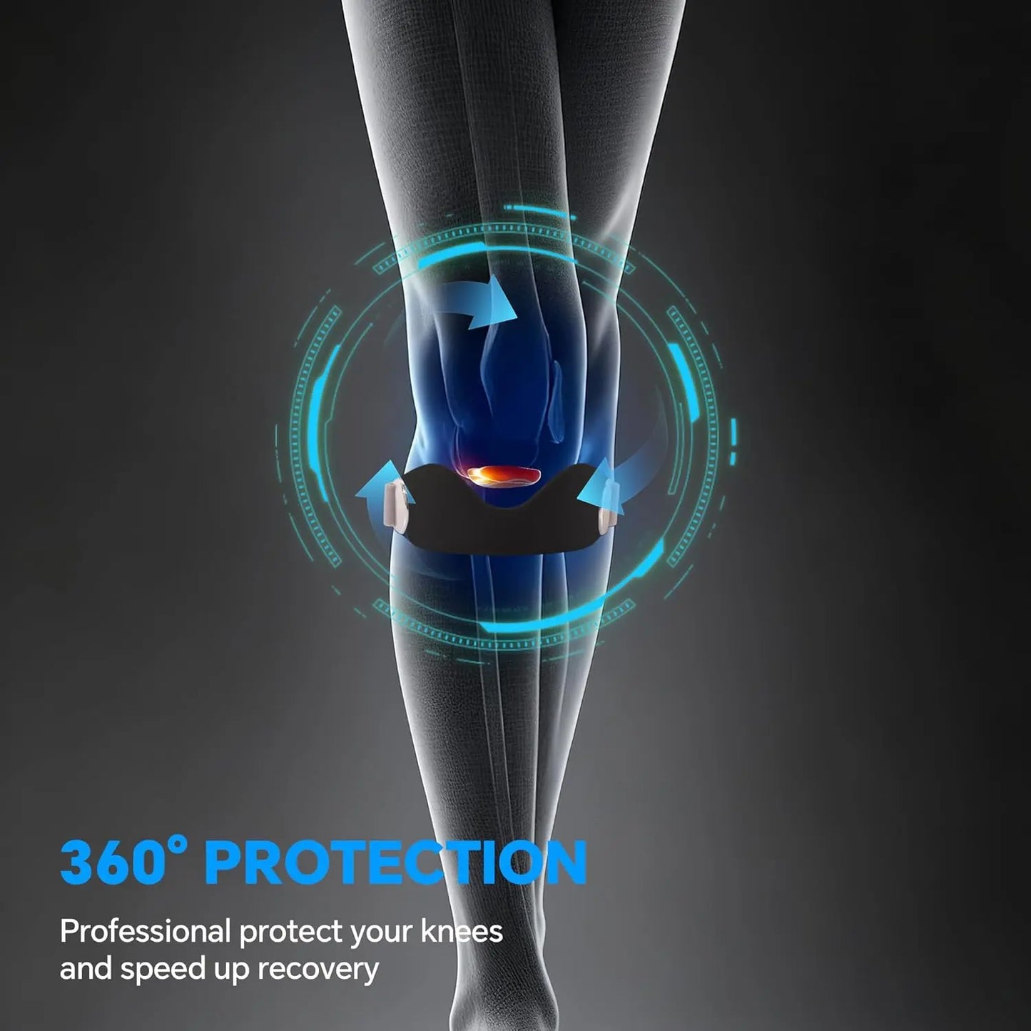 Silicone Patellar Tendon Support Strap Adjustable Knee Brace for Men Women Fast Pain Relief Ideal for Running Hiking Basketball Gym Squats Tennis Badminton Cycling Relieves Meniscus Tear Tendinitis Jumper'S Knee