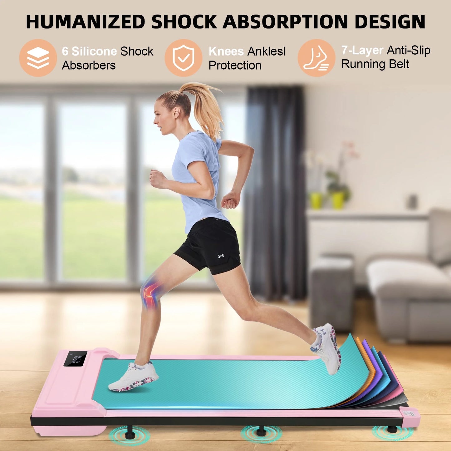 Walking Pad, 2 in 1 under Desk Treadmill with Remote Control、Led Display, 300 Lbs Portable Treadmill for Home/Office (White)