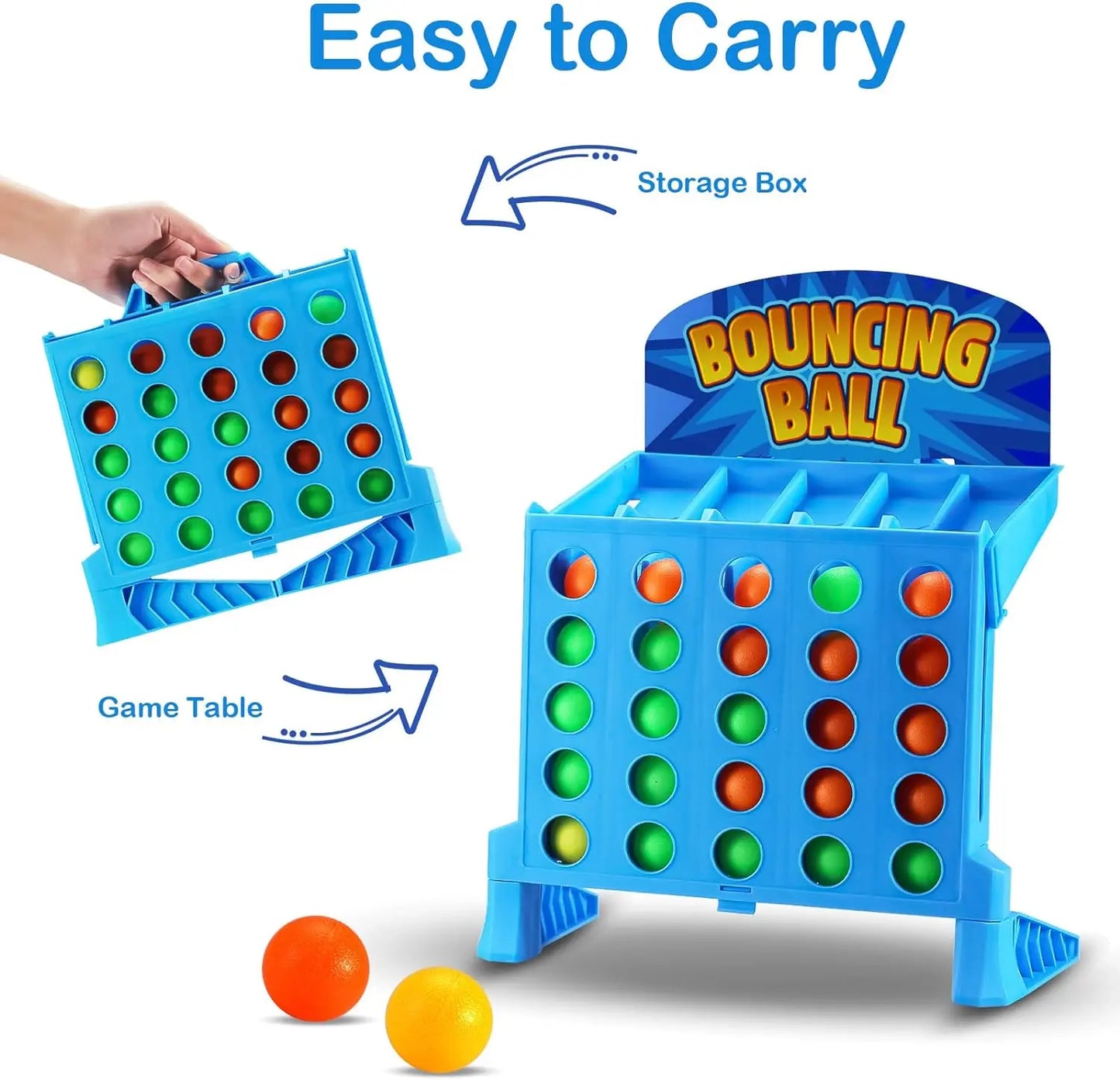 Suntomo Bounce Balls Shots Game, Connect Four Jumping Ball Game, 4 in a Row Ball Bounce Game, Bounce Ball Game Family Party Games, Funny Ball Tabletop Game Toys for Adults and Kids ( Small )