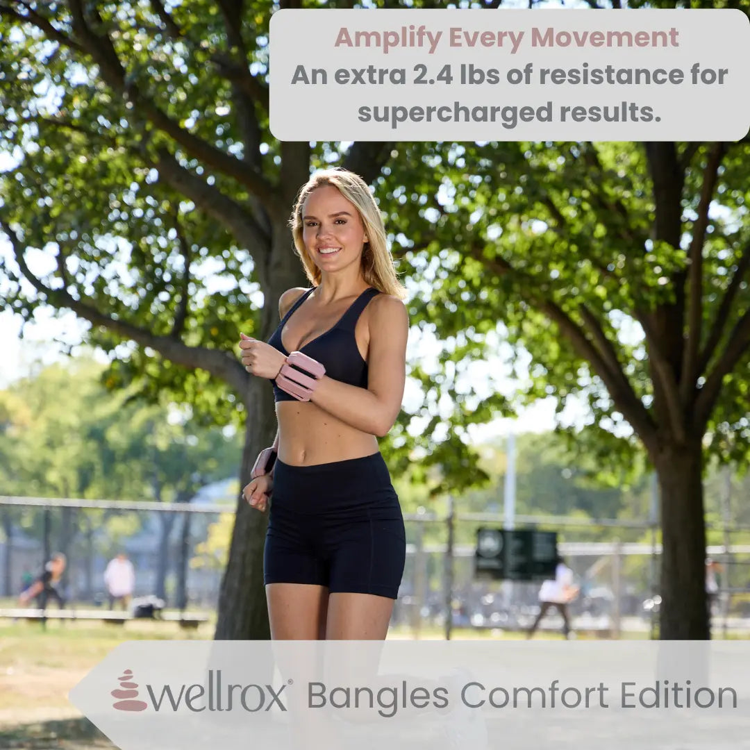 Wellrox Weighted Bangles Comfort Edition - 2.4Lb (1.2Lb Each Wrist Weight) Adjustable Ankle and Wrist Weights for Women & Men - Arm Weights for Walking, Pilates & Yoga