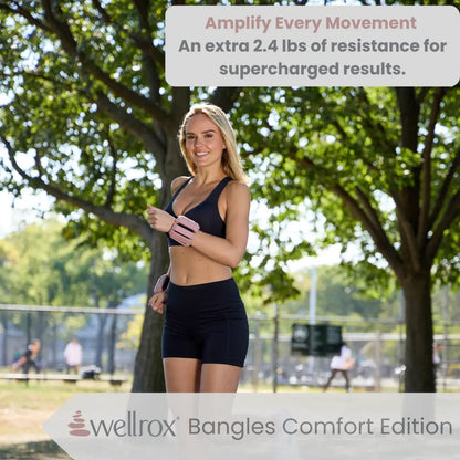 Wellrox Weighted Bangles Comfort Edition - 2.4Lb (1.2Lb Each Wrist Weight) Adjustable Ankle and Wrist Weights for Women & Men - Arm Weights for Walking, Pilates & Yoga
