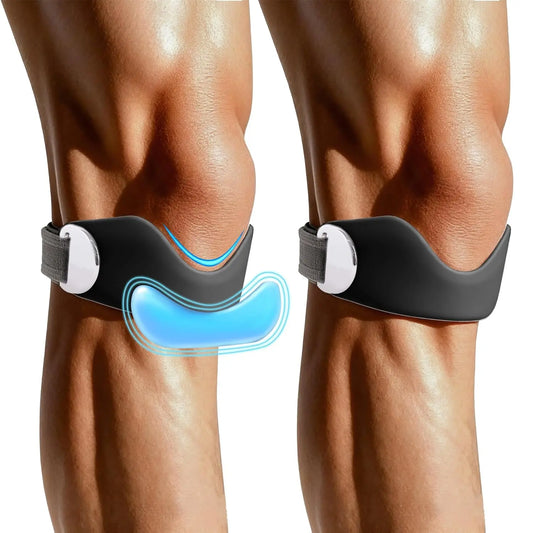 Silicone Patellar Tendon Support Strap Adjustable Knee Brace for Men Women Fast Pain Relief Ideal for Running Hiking Basketball Gym Squats Tennis Badminton Cycling Relieves Meniscus Tear Tendinitis Jumper'S Knee