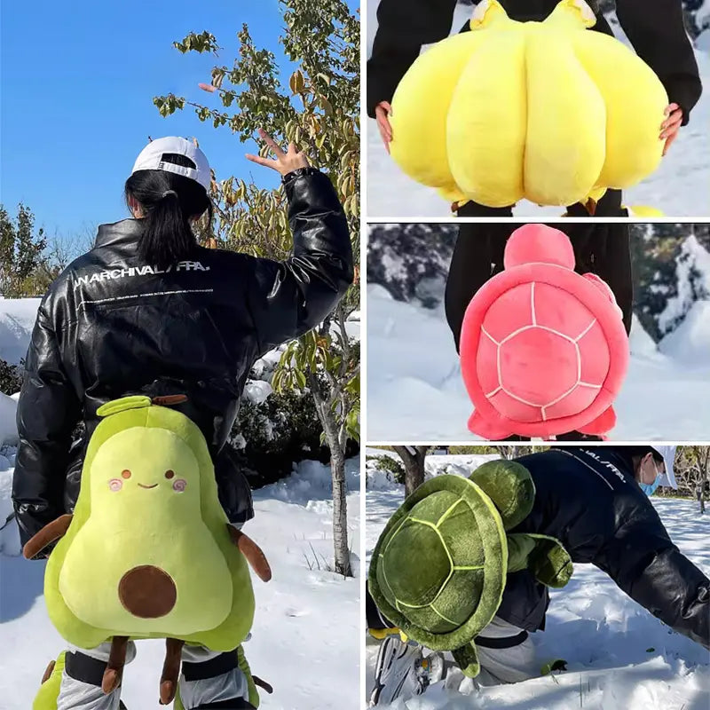 1 Hip Pad 2 Knee Pads Turtle Plush Protective Gear Set for Skiing and Skating to Prevent Falls Adult Children Ski Equipment Snowboard Protection Ski Snowboard Hip Protection Cute Cartoon Hip Knee Pad 1Pc Outdoor Sports Knee Albow Hip Protection