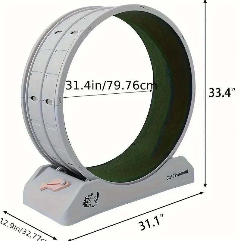 1Pc Whisker Wheels Fitness Pro - Carpeted Indoor Cat Running Wheel with Locking System, Treadmill Exerciser for Cats' Health, Fitness