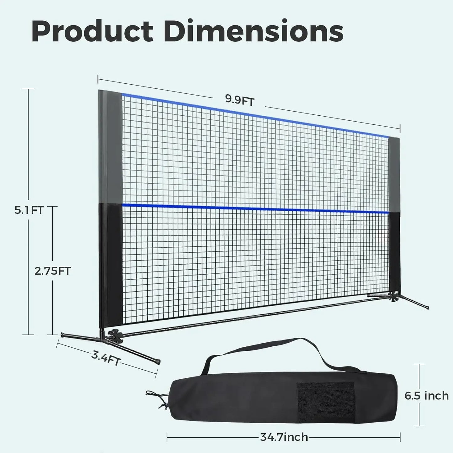 Portable Badminton Net, Height Adjustable Volleyball Net, Badminton Net with Carry Bag, Volleyball Net for Pool, Backyardgame Indoor Outdoor Use