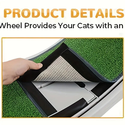 1Pc Whisker Wheels Fitness Pro - Carpeted Indoor Cat Running Wheel with Locking System, Treadmill Exerciser for Cats' Health, Fitness