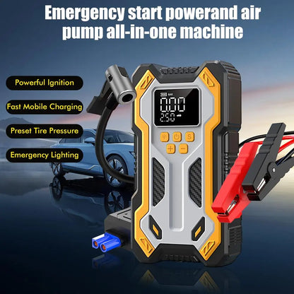 Car Battery Jump Starter with Air Compressor 150PSI Charger, Jump Starter Jump Box (All Gas 12L Diesel, Bikes, Balls, Etc.), Car Battery Jumper Starter Portable Jumper Cables, Lights