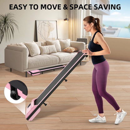 Walking Pad, 2 in 1 under Desk Treadmill with Remote Control、Led Display, 300 Lbs Portable Treadmill for Home/Office (White)
