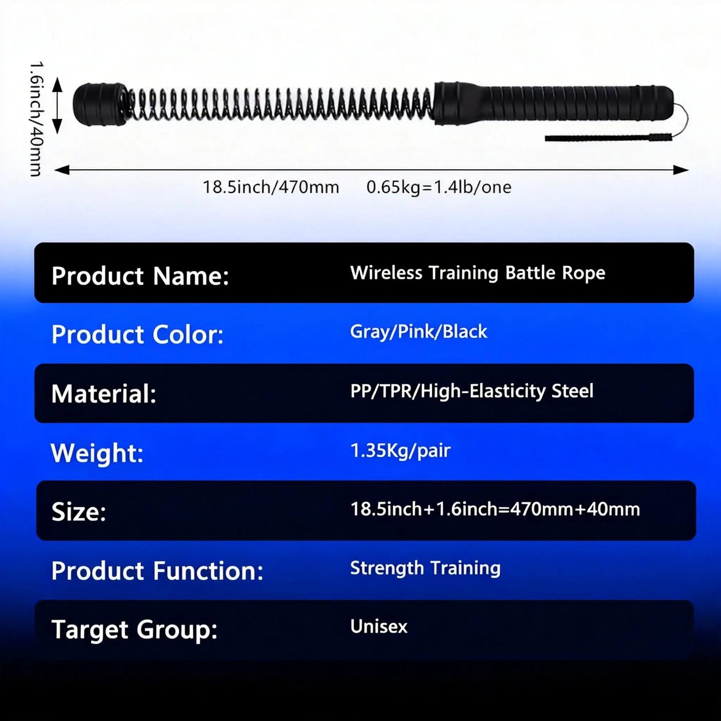 Cordless Battle Ropes, Portable Cordless Battle Ropes, at Home Gym Equipment, Suitable for Home, Gym, Travel and Other Scenarios