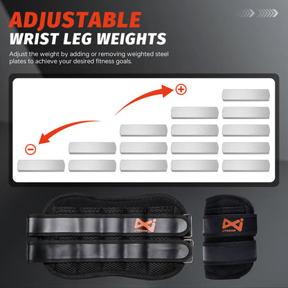 Adjustable Wrist Weights, Arm Weights for Women Men, Removable Weighted Wrist Weights for Fitness Workout, Running, Jogging, 1Pair 2 Pack (Wrist Weight 6.6 LBS)