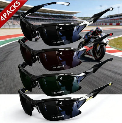 4 Pack Polarized Sports Sunglasses for Men Women, Rimless UV400 Protection Shades, Windproof Anti-Glare Lightweight Comfort Fit for Running Fishing Golf Driving Cycling & All Outdoor Activities
